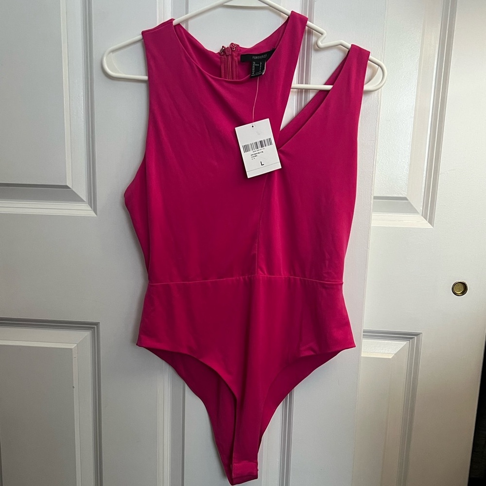 Pink asymmetrical bodysuit NWT